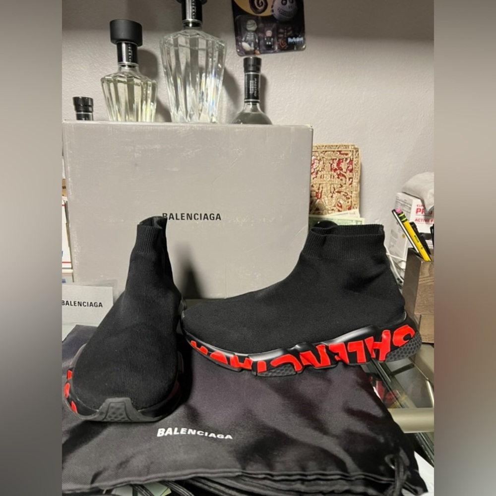 Balenciaga Speed With Red Lettering